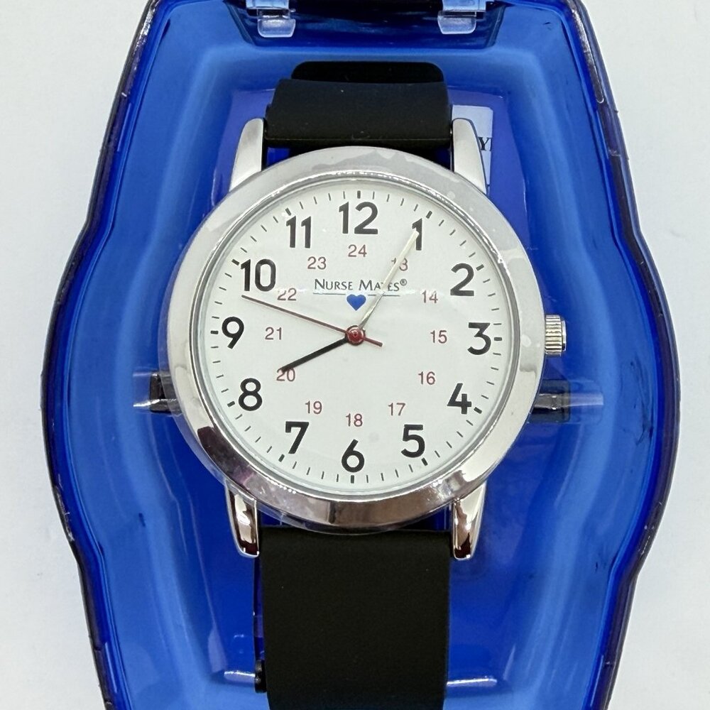 Nurse Mates Oversized men's nurse watch water-resistant Silicone strap - Black